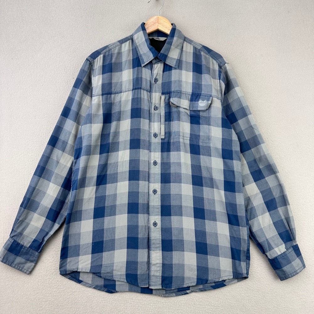 Wrangler ATC Flannel Shirt Mens S Blue Plaid Long Sleeve Button Up
